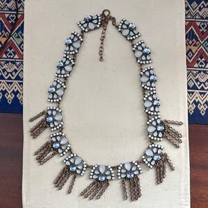 Chic White and Blue Statement Necklace
